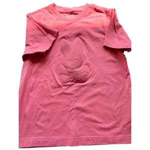 Psycho Bunny Kids Pink 3D Raised Silicone Logo T-Shirt Size 10-12 M Boys